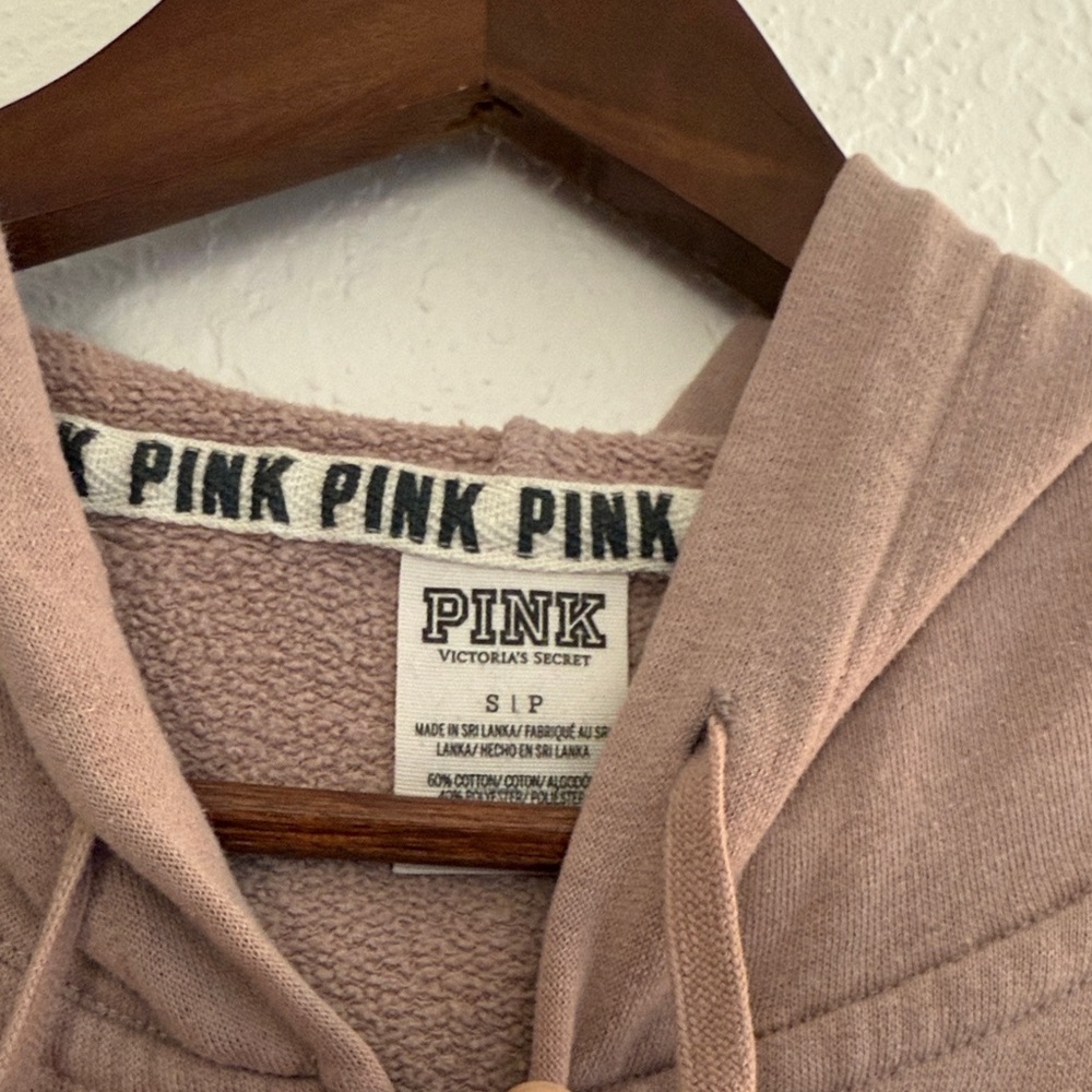 Victoria’s Secret Pink Dusty Rose Zip Hoodie Love Pink Logo Women’s Size Small - Picture 2 of 10